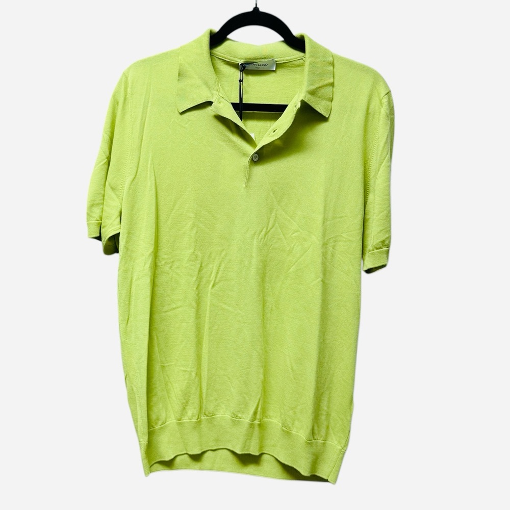 NEW Gran Sasso Cotton Tennis Polo Shirt Lime Green Yellow